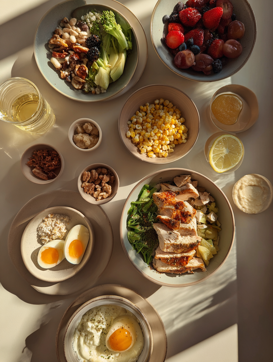 Ingredients for High Protein Chicken Street Corn Salad Fresh Creamy