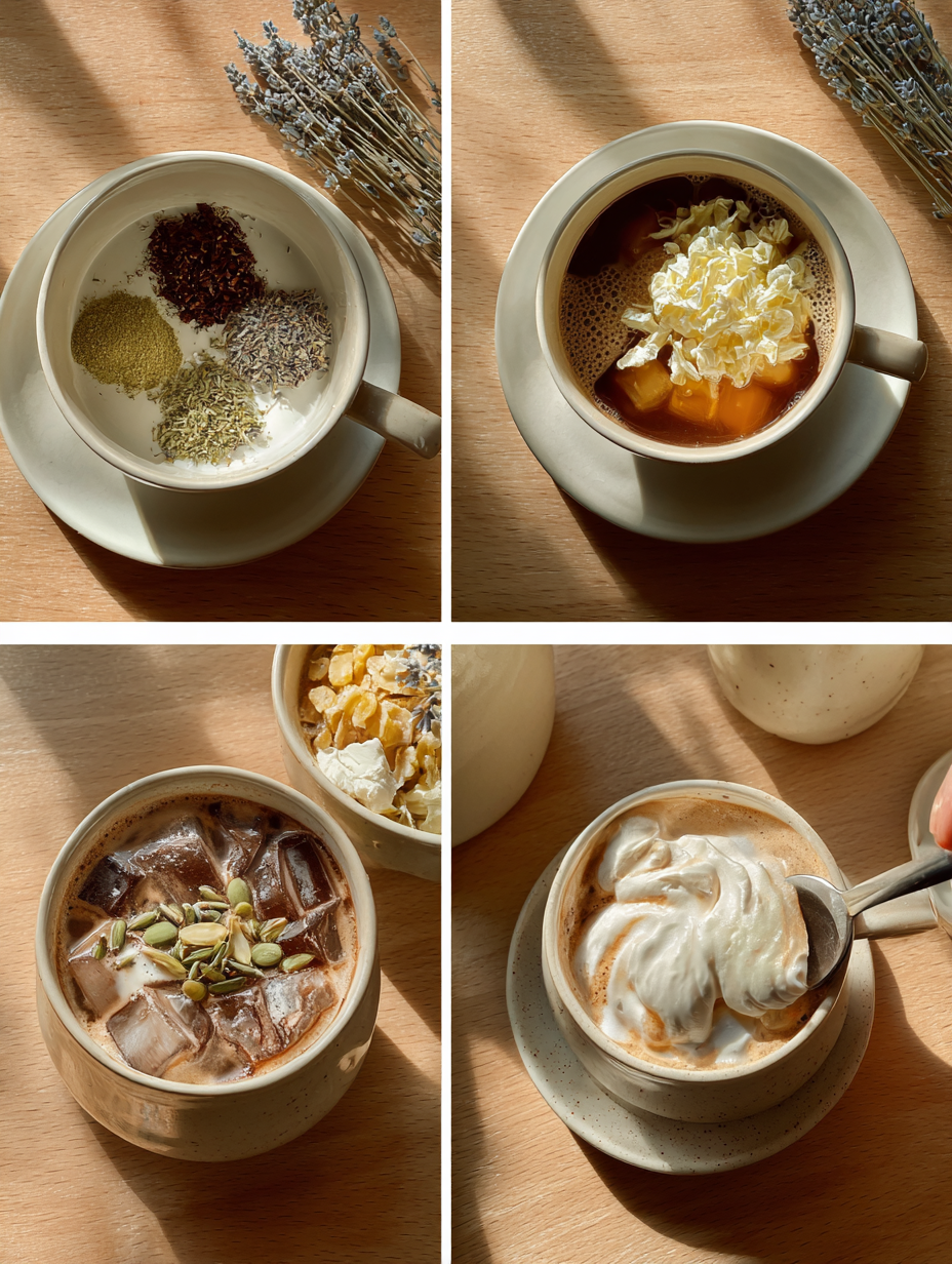 Steps for Lavender Oat Milk Latte Recipe Floral Coffee Drink