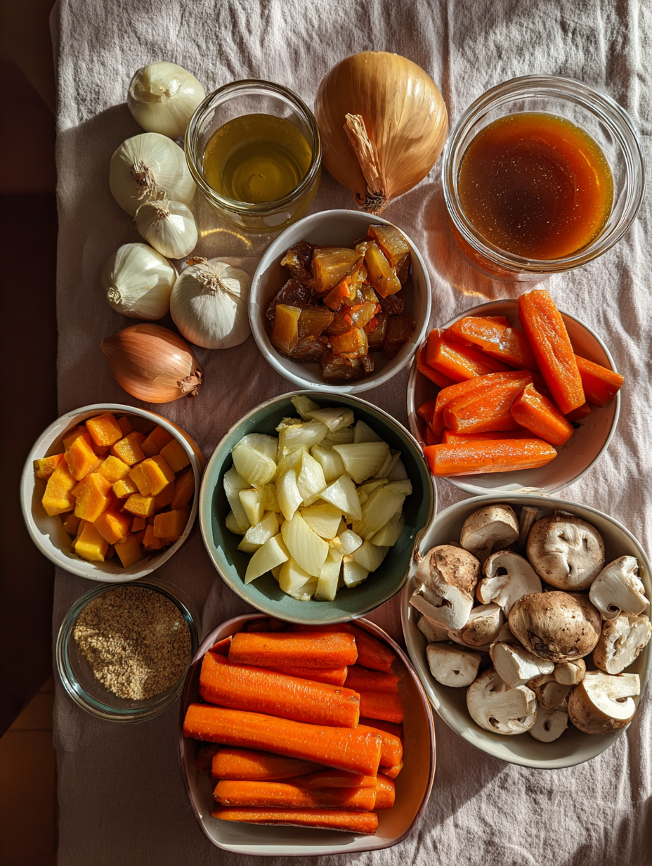 Ingredients for Caramelized Honey-Glazed Roasted Vegetables