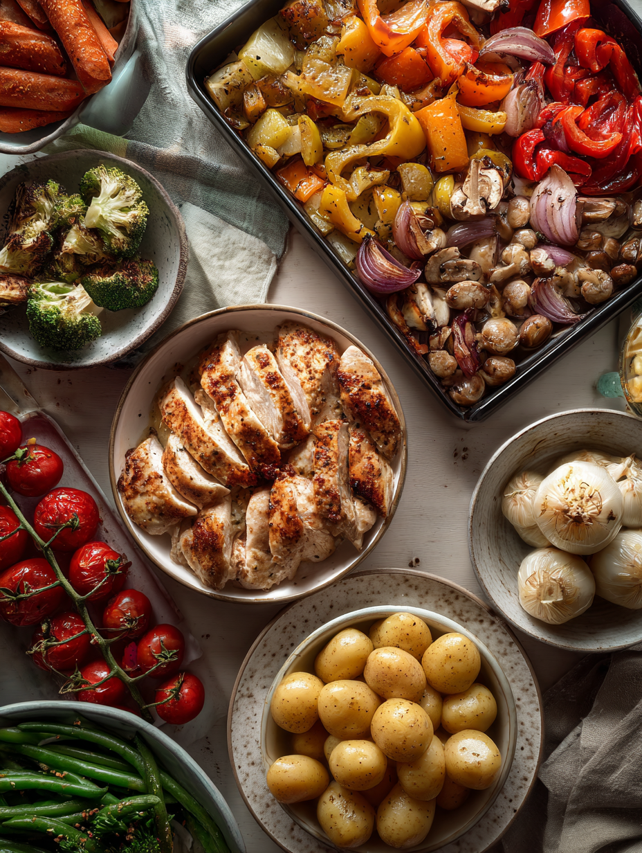 Ingredients for Sheet Pan Chicken with Rainbow Vegetables