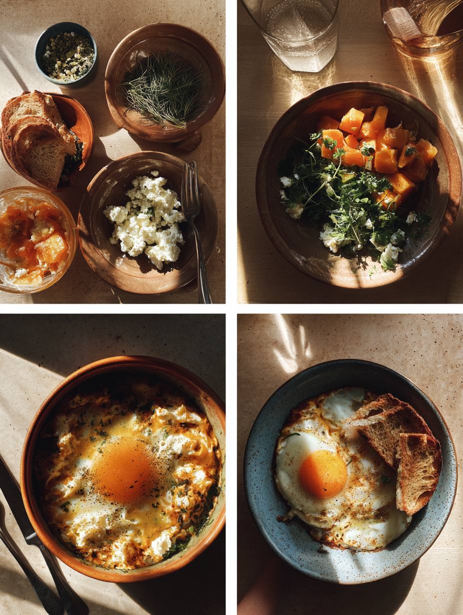 Steps for Shakshuka with Feta Recipe Mediterranean Breakfast