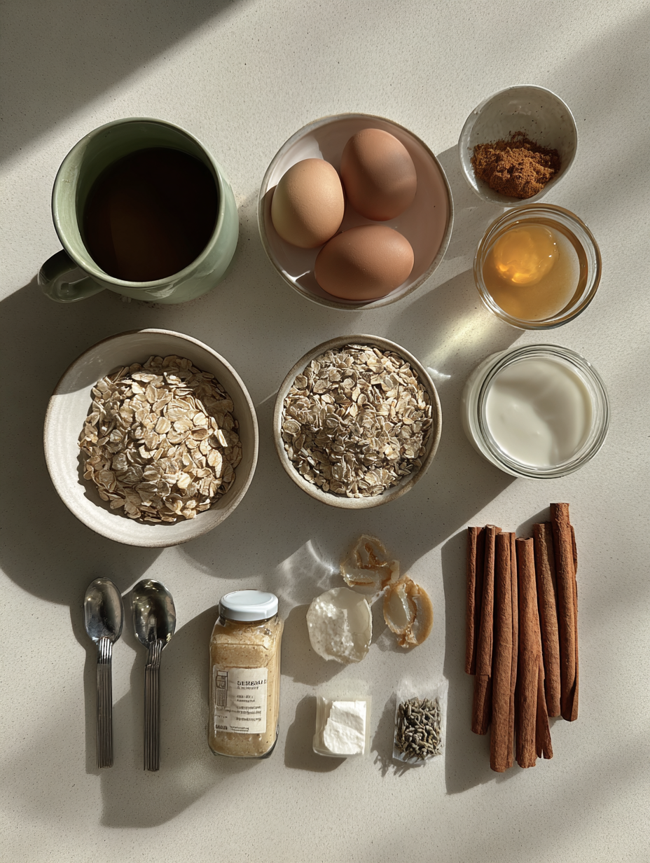 Ingredients for Lavender Oat Milk Latte Recipe Floral Coffee Drink