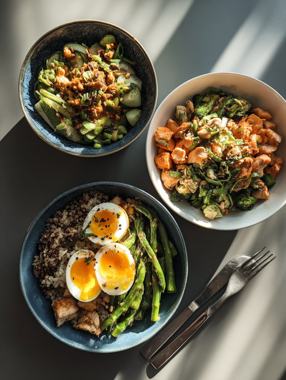 Ingredients for Bang Bang Chicken Bowl High Protein Meal Prep Delight