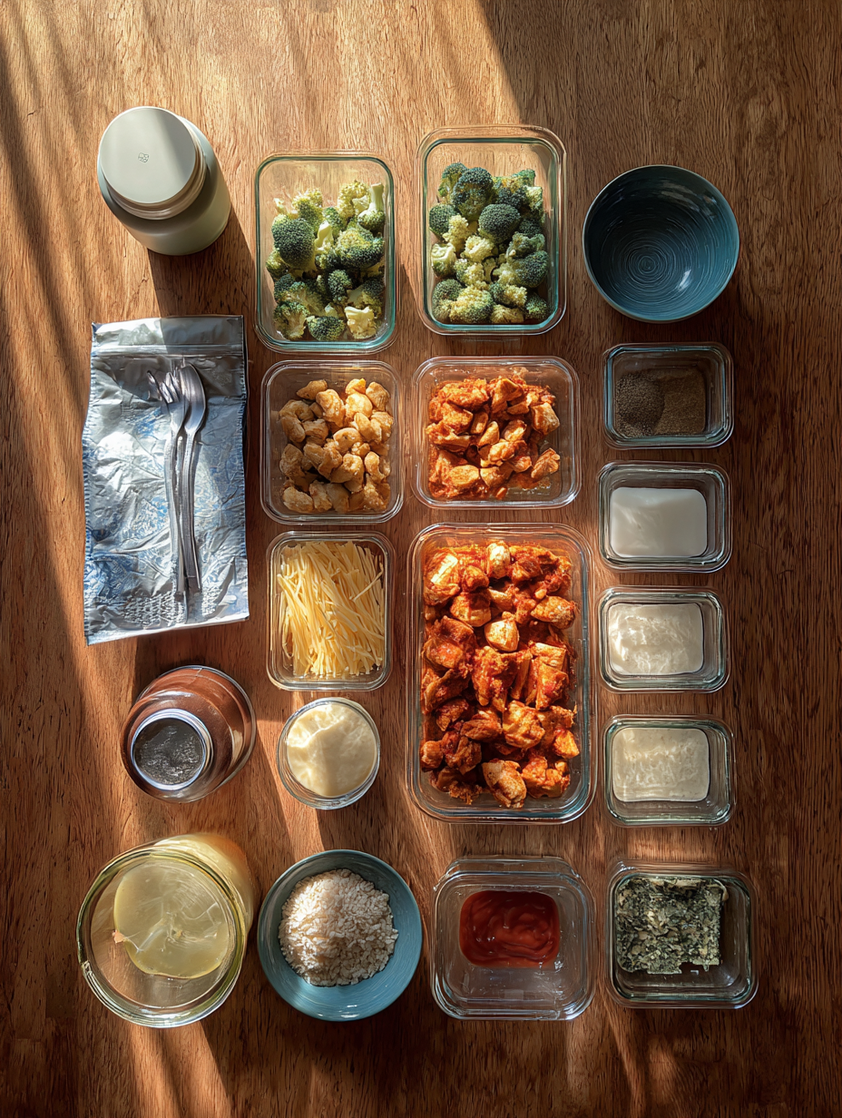 Ingredients for Tuscan Chicken Broccoli Bake Recipe Low Carb Dinner