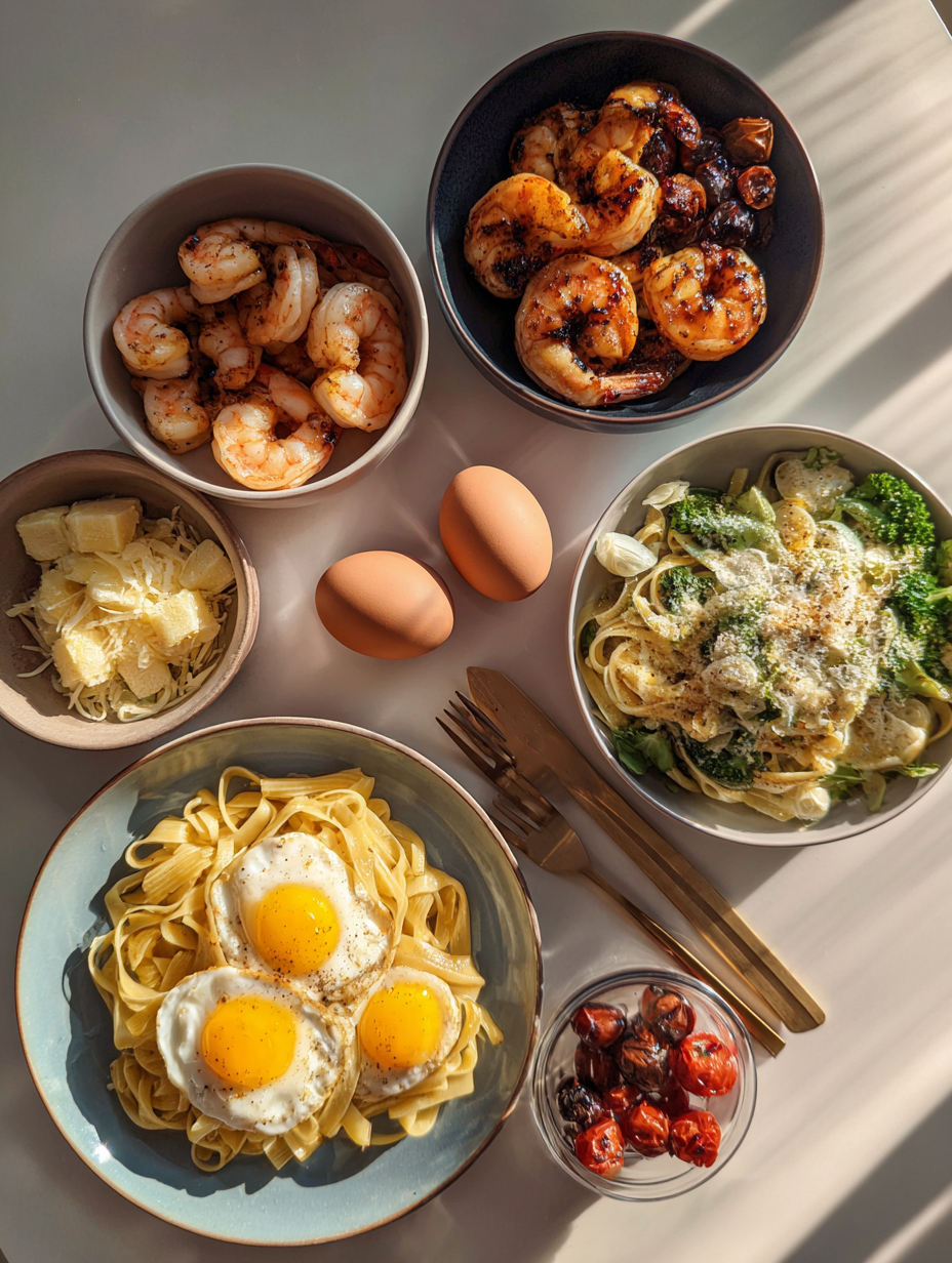Ingredients for Honey Garlic Butter Shrimp Pasta Recipe 30 Minute Dinner