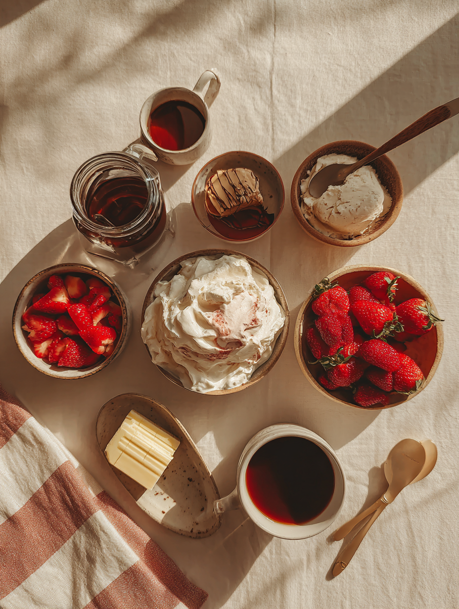 Ingredients for Strawberry Cream Dirty Soda Recipe Sweet Summer Drink