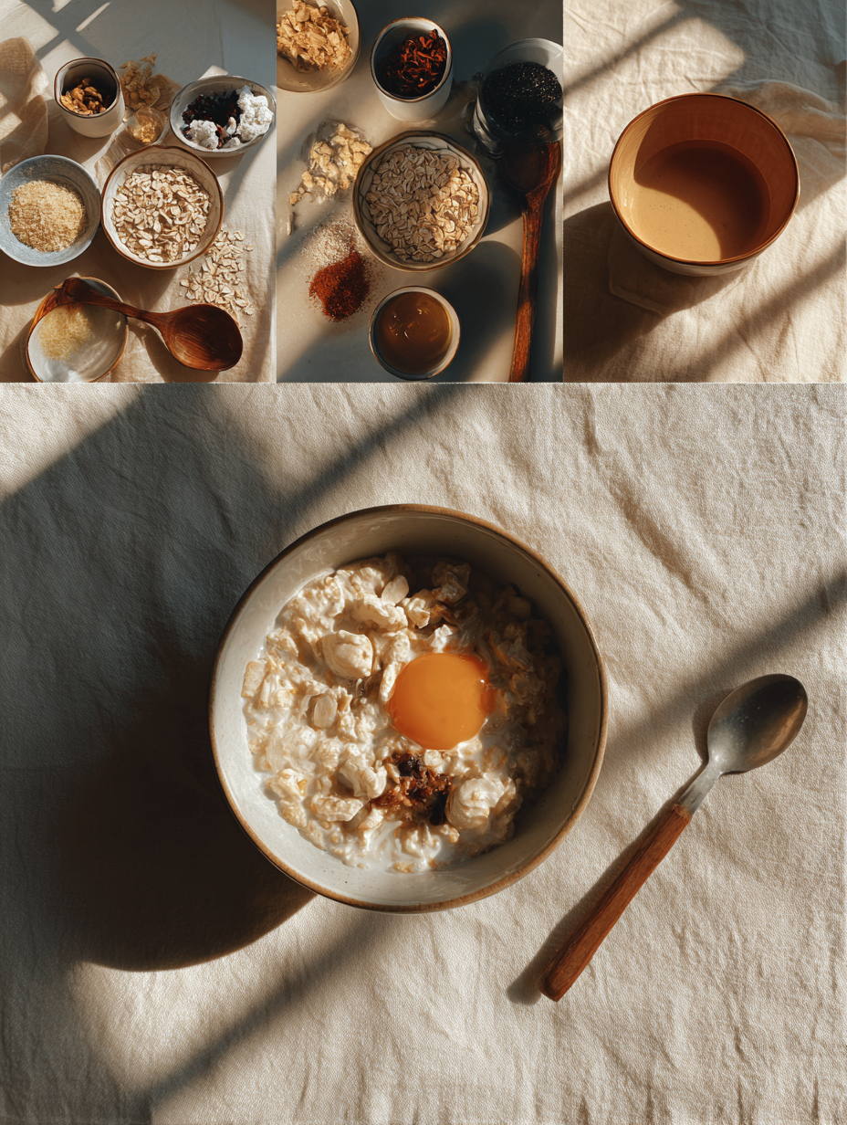 Steps for Savory Oatmeal Bowl Recipe Korean Style Breakfast