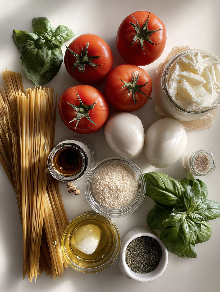Ingredients for Vine-Ripened Tomato and Basil Angel Hair