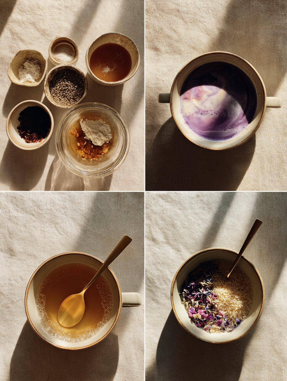 Steps for Butterfly Pea Flower Latte Recipe Purple Color Change Drink