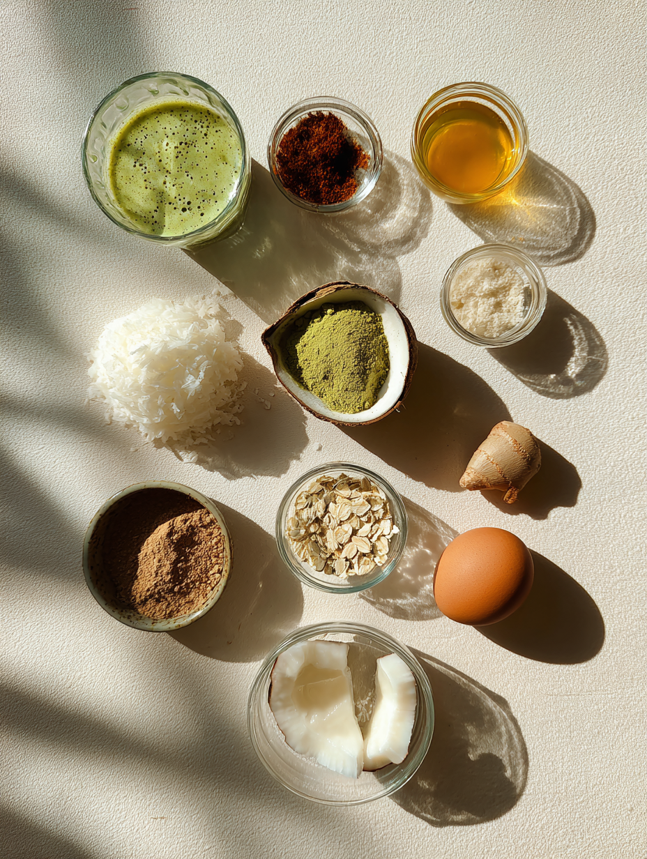 Ingredients for Matcha Coconut Water Recipe Hydrating Energy Drink