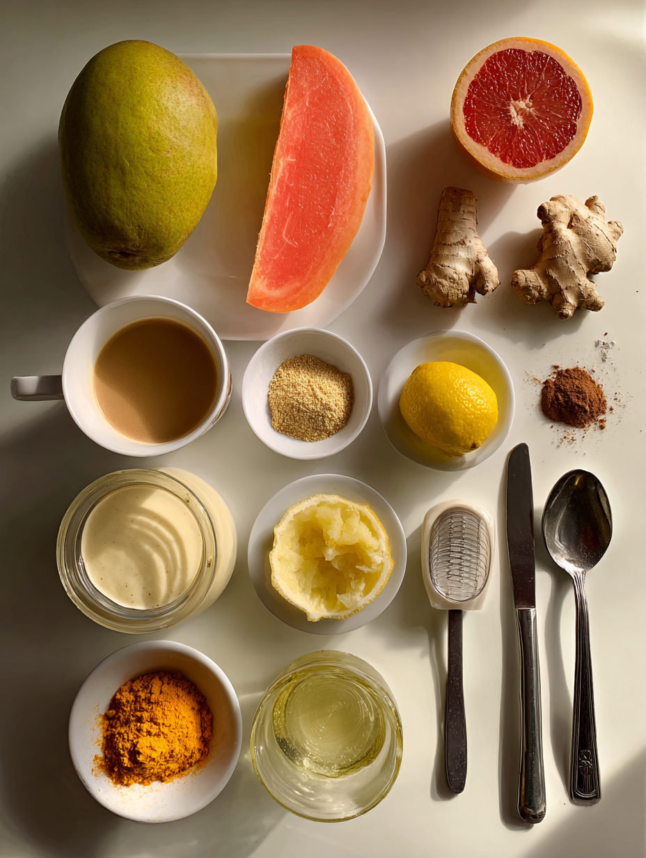 Ingredients for Guava Lemonade Slushie Recipe Tropical Frozen Drink