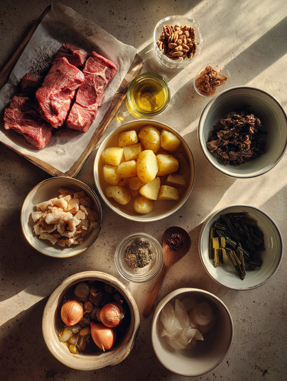 Ingredients for Melt-in-Your-Mouth Beef and Potato Stew