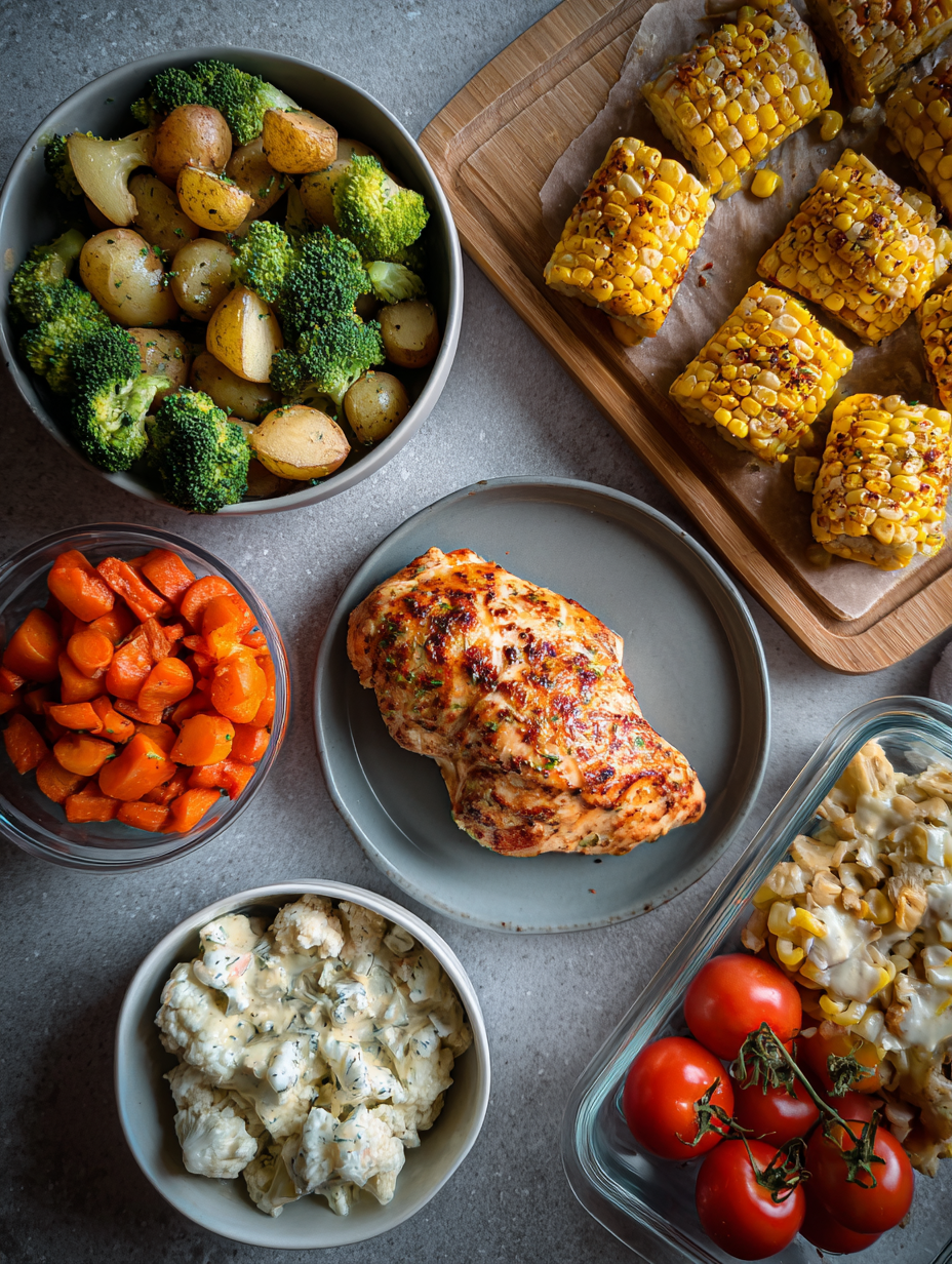Ingredients for Sheet Pan Ranch Chicken Vegetables Recipe Easy Dinner
