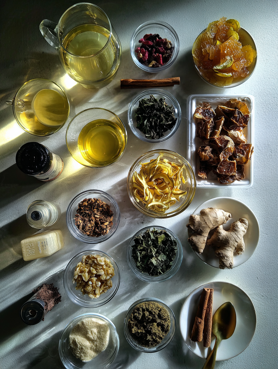 Ingredients for Honey Citrus Mint Tea Recipe Starbucks Medicine Ball Dupe